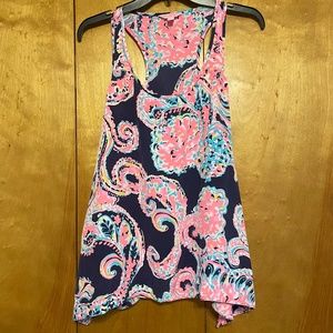 Lilly Pulitzer Silk Racerback Tank Top - She Sells Seashells